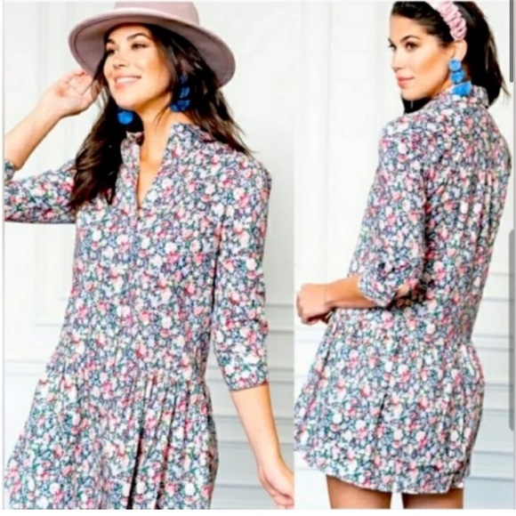 The Shirt Dress By Rochelle Behrens Drop Waist Floral Button Down Dress - Picture 15 of 15